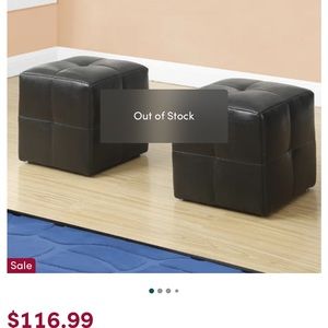 EUC Faux brown leather ottoman set (2)